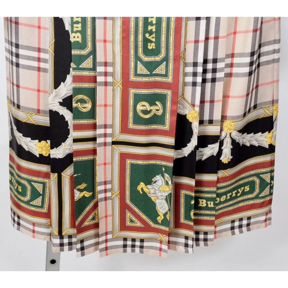 New Burberry Isidora Archive Scarf Print dress US 2 pleated silk